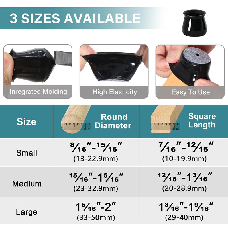 ANSIBLE 24 Pcs Chair Leg Floor Protectors Round, Silicone Felt Furniture Leg Pads Caps Covers for Hardwood Floors (Fit 1-5/16"" to 2"") - Image 5
